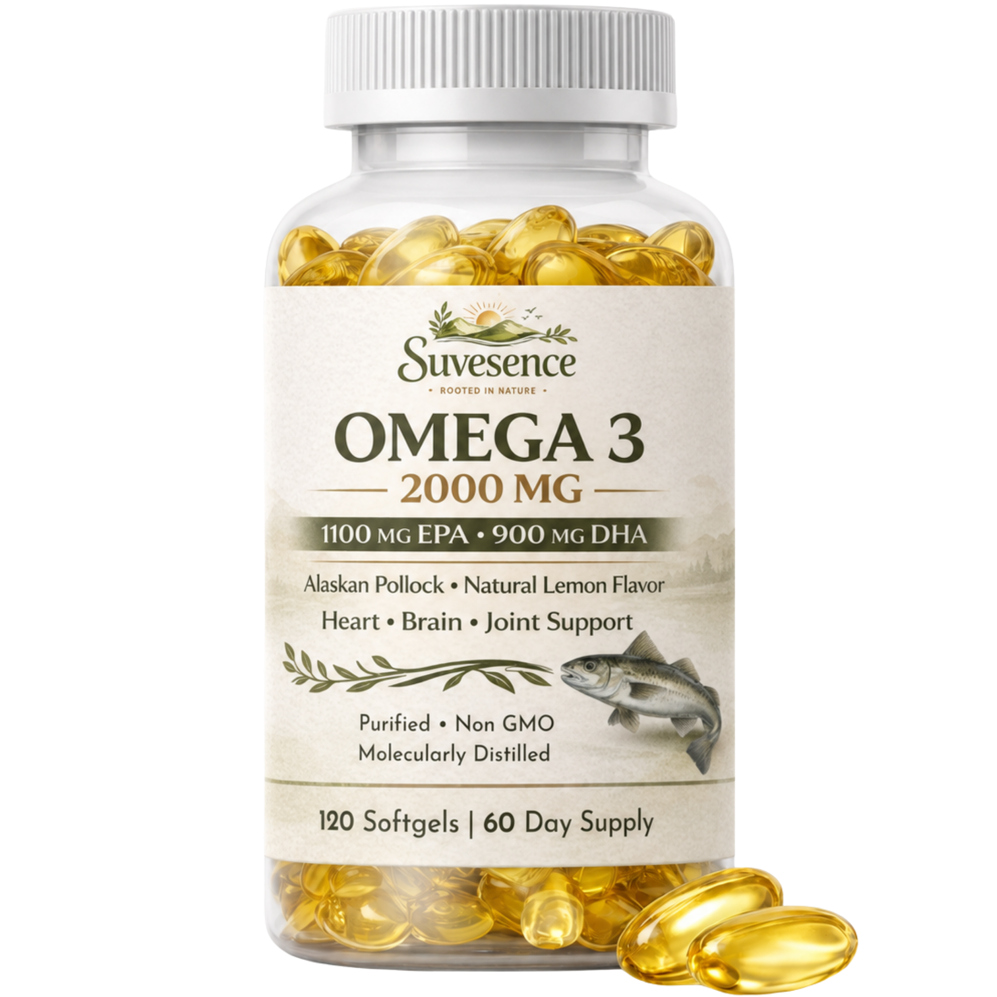 Omega 3 — 2,000 mg supplement bottle